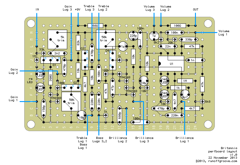 Britannia perfboard layout