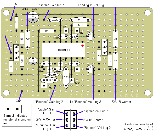 Will Percival also contributed a PCB layout (PDF, 216k) for the Double D.