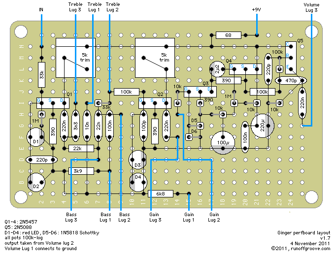 Ginger perfboard layout